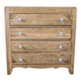 Art Deco chest of drawers in oak and porcelain