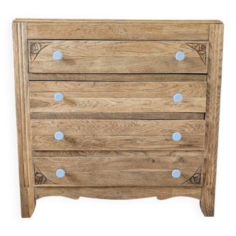 Art Deco chest of drawers in oak and porcelain
