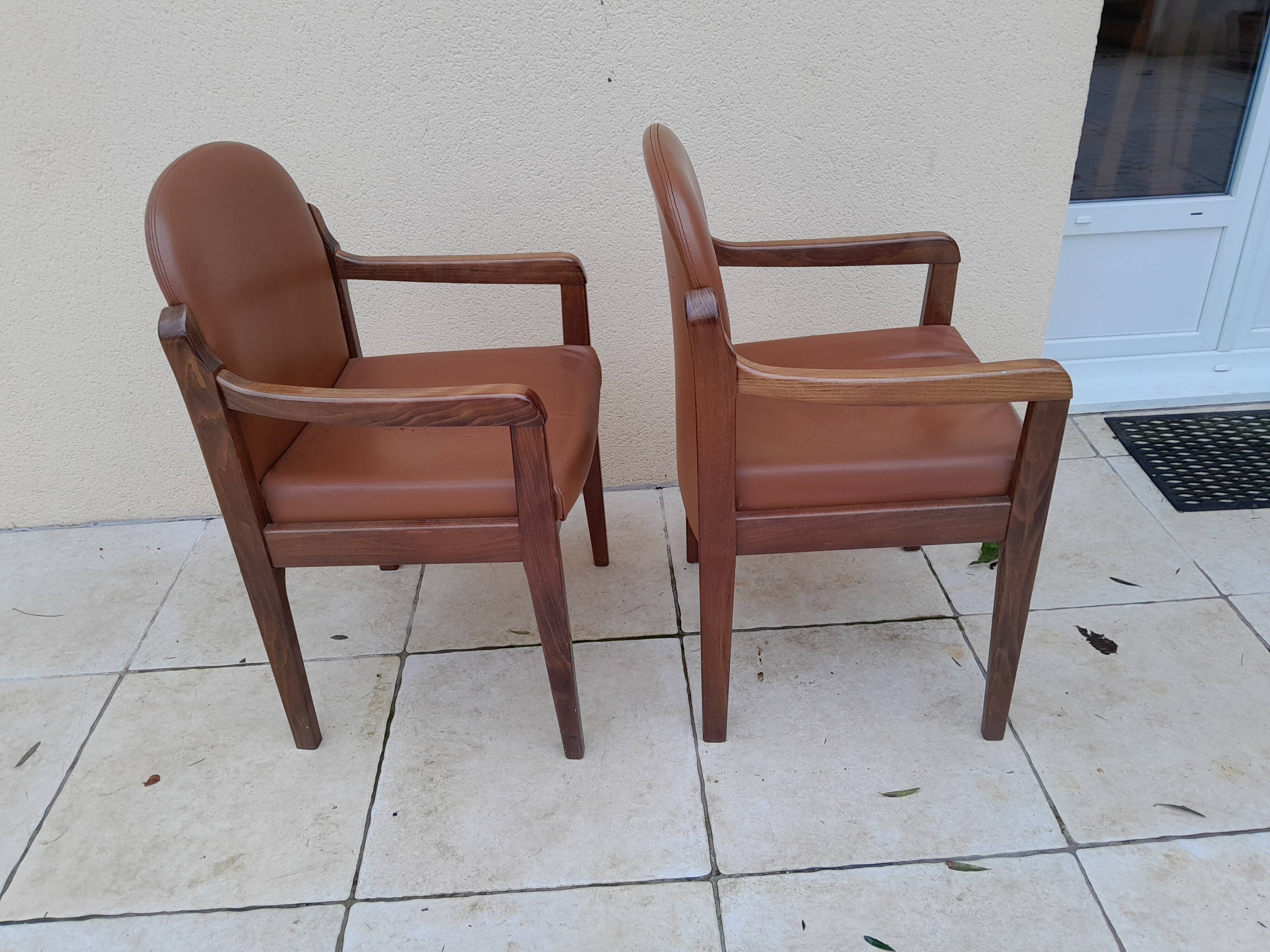 2 vintage Scandinavian Danish teak conference chair armchairs
