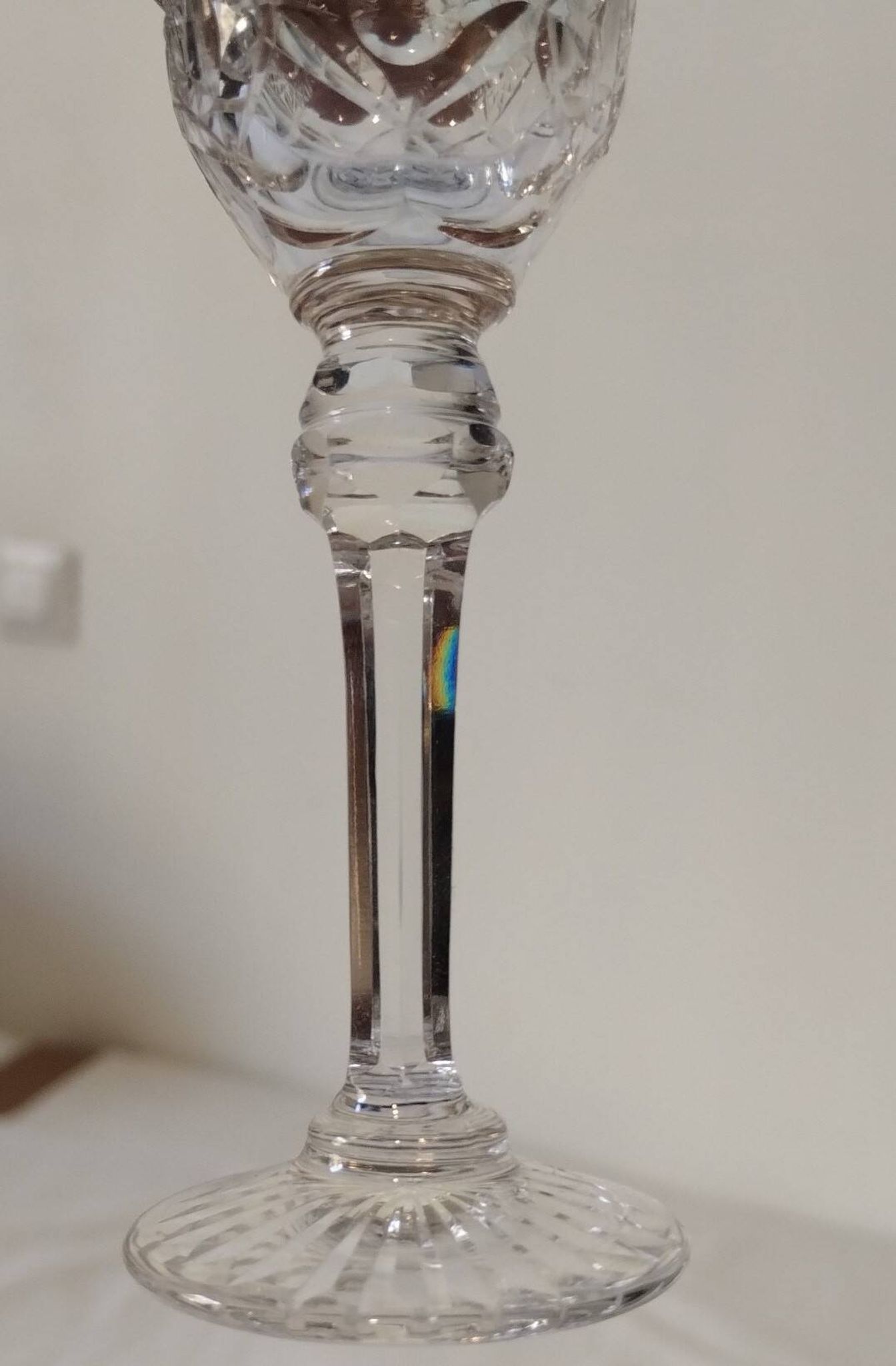 Set of 12 stemmed cut crystal liqueur glasses