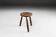 Vintage Brutalist low oak Stool, Belgium 1960s
