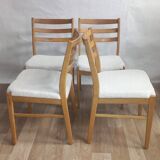 Set of 4 vintage faux sheepskin chairs 1960 Denmark