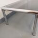 Vintage rectangular coffee table in smoked glass and chrome metal from the 1960s.