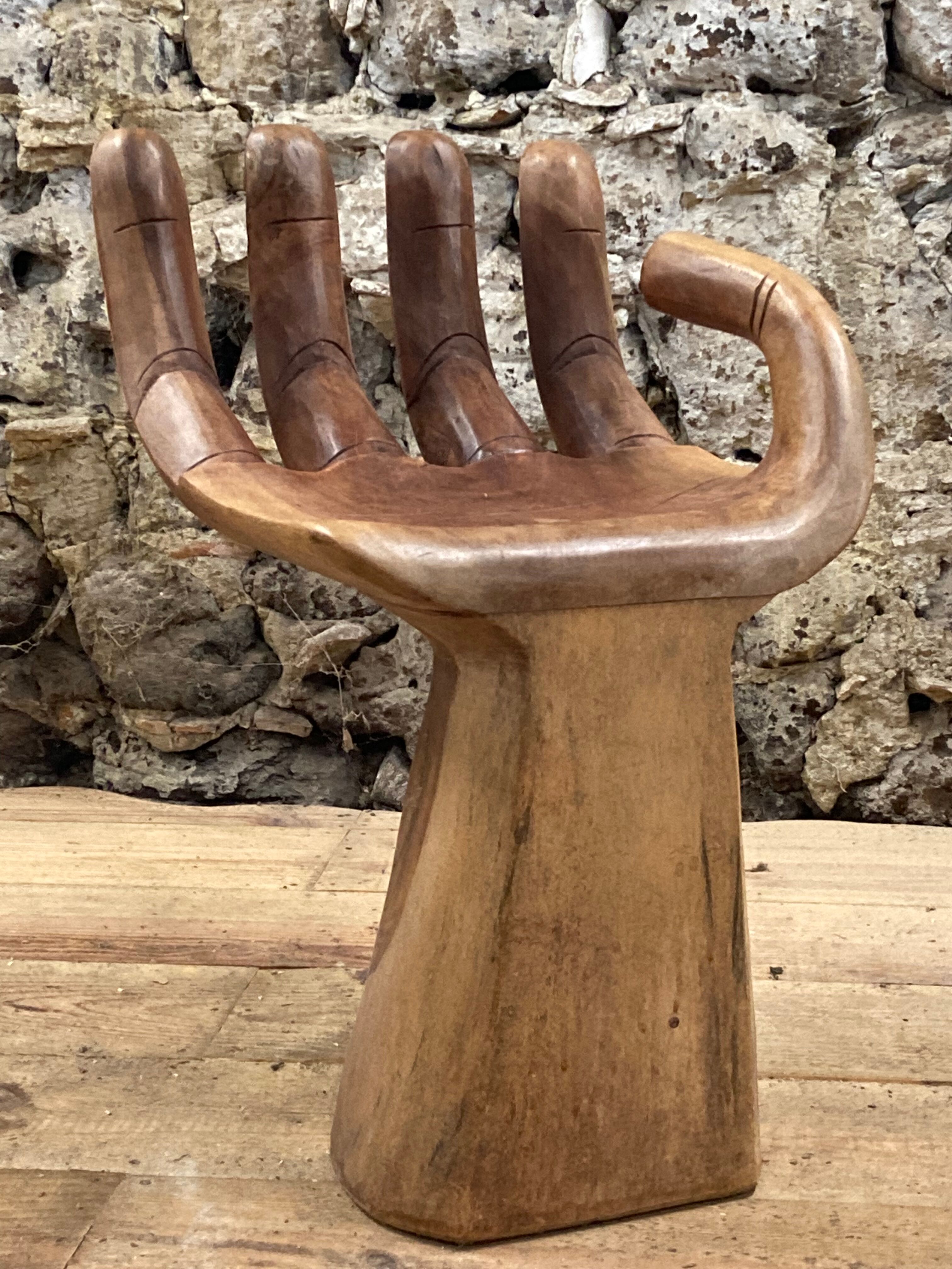 Unique vintage exotic wood hand chair, 70s