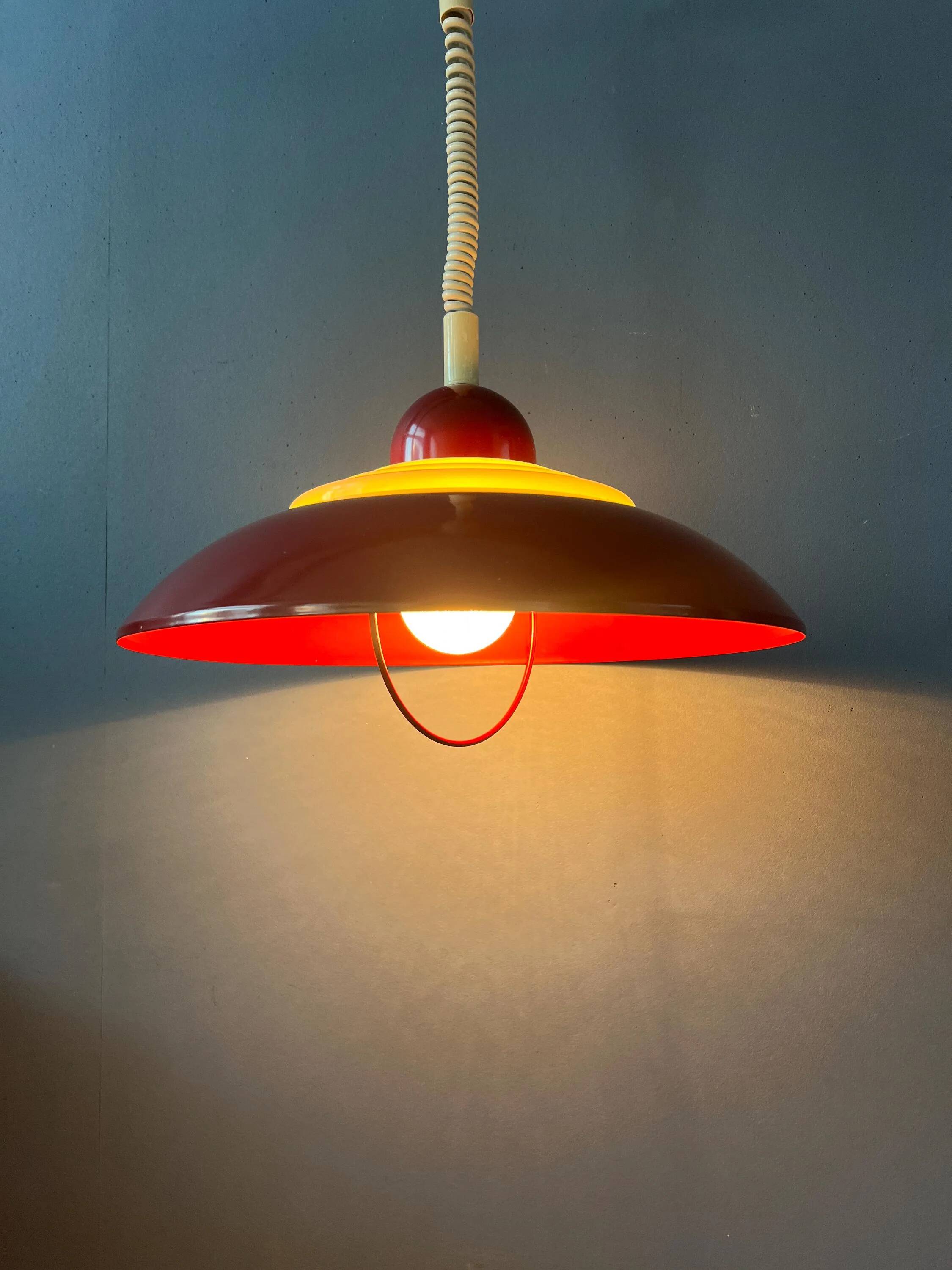 Red Scandinavian suspension lamp Space Age by Knud Christensen