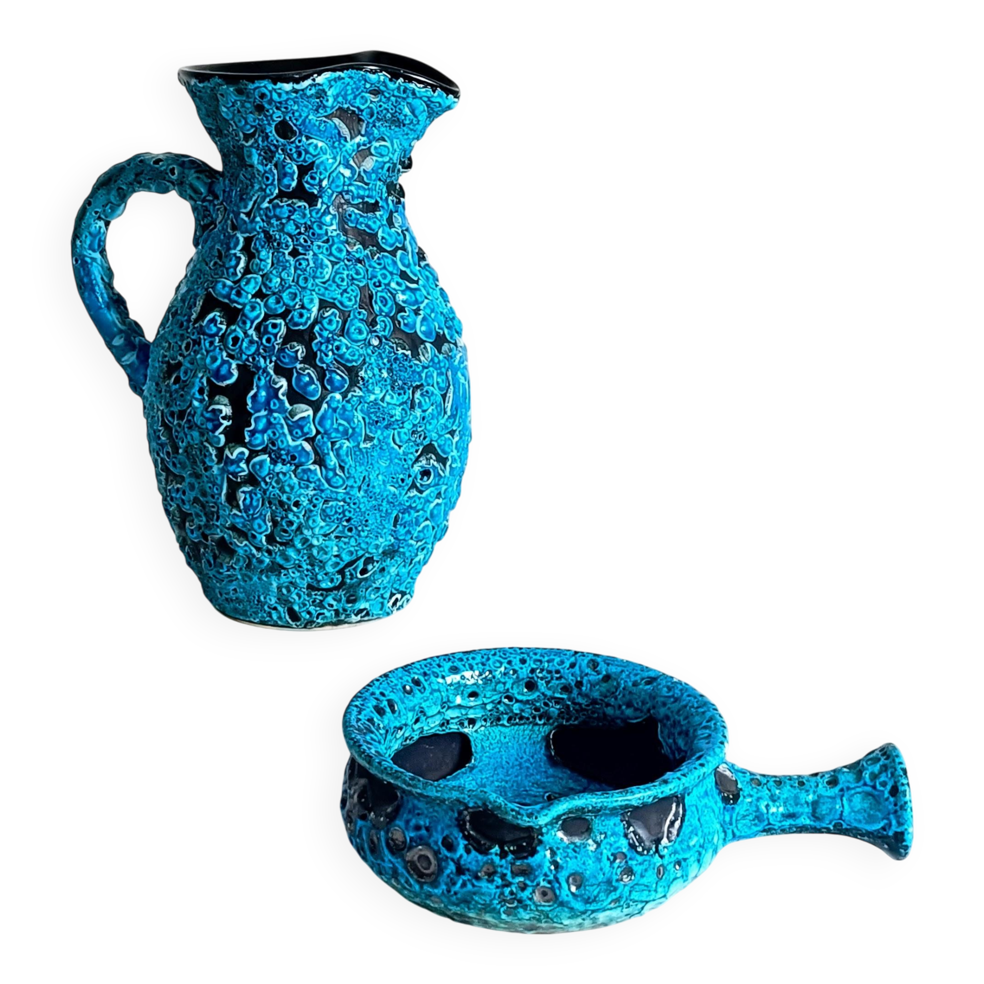 Mid-Century Blue Ceramics by Charles Cart ¨Emaux des Glaciers¨, France, 1960s