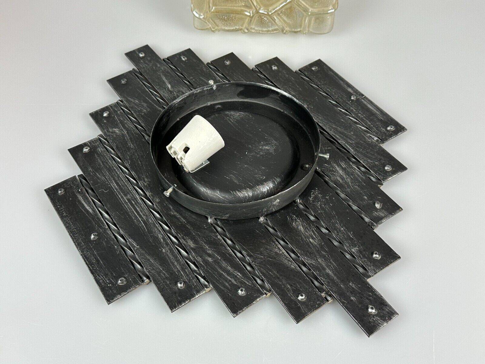 60's 70's Brutalist Wall Lamp Iron & Glass Wall Sconce