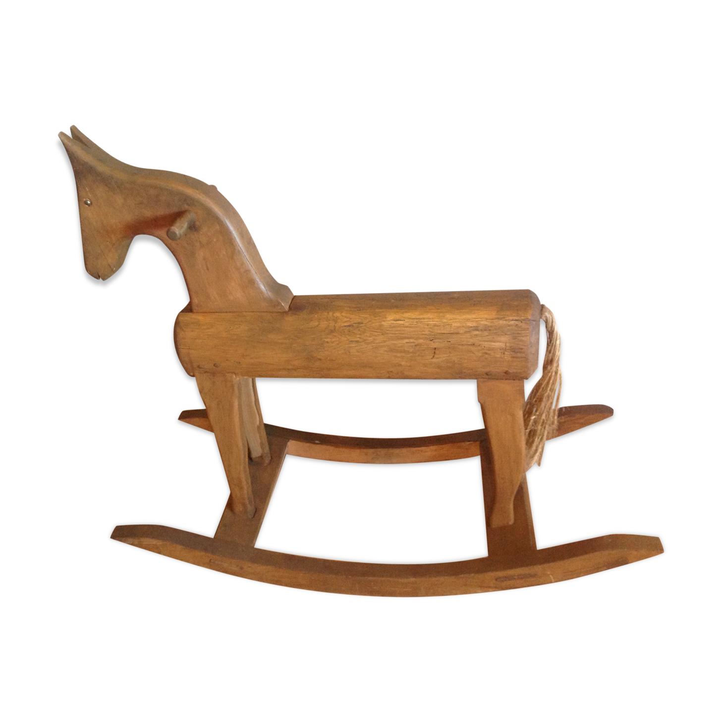 Ancien cheval à bascule artisanal en bois années 40-50 | Selency