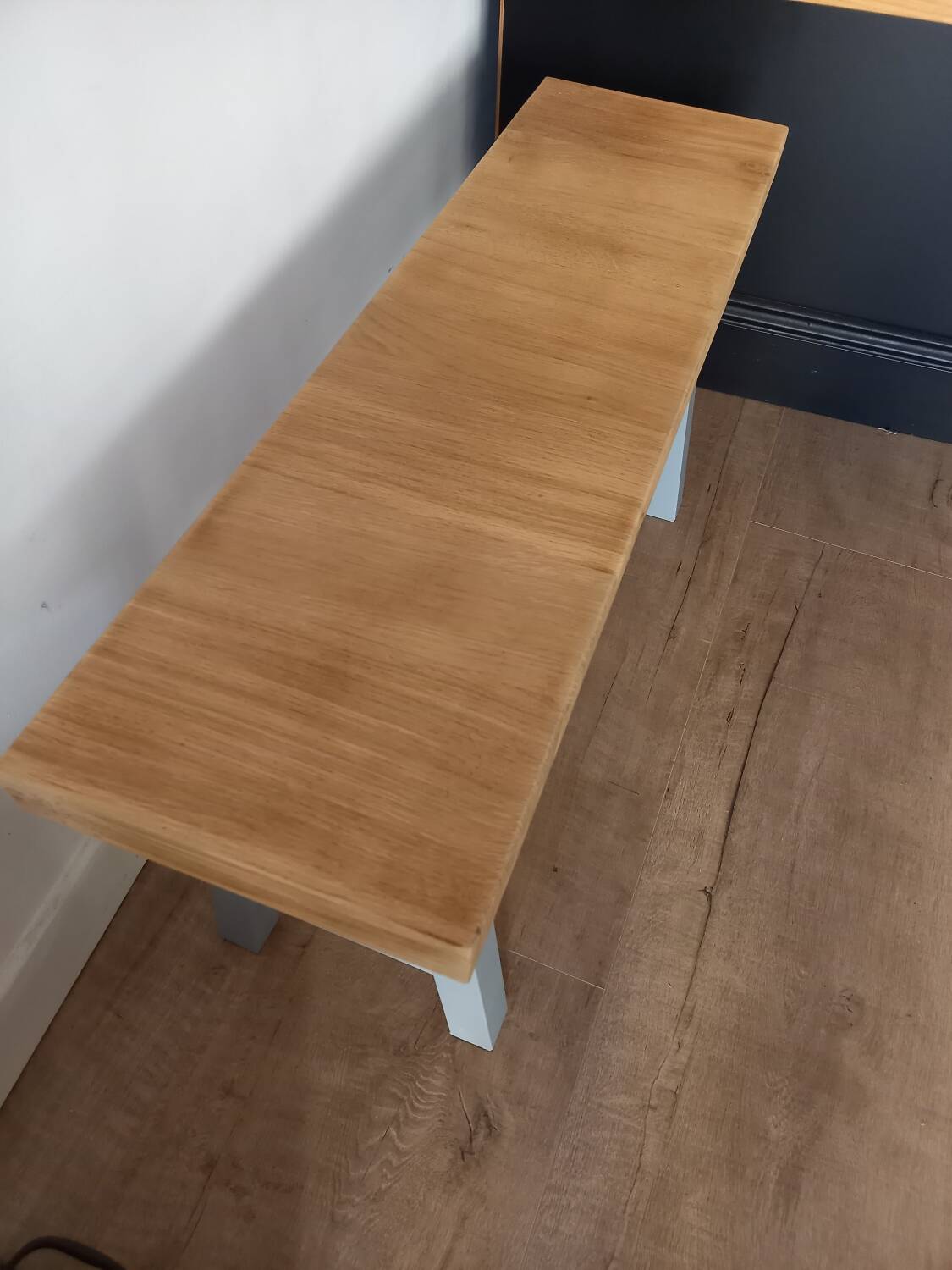 Oak and steel bench