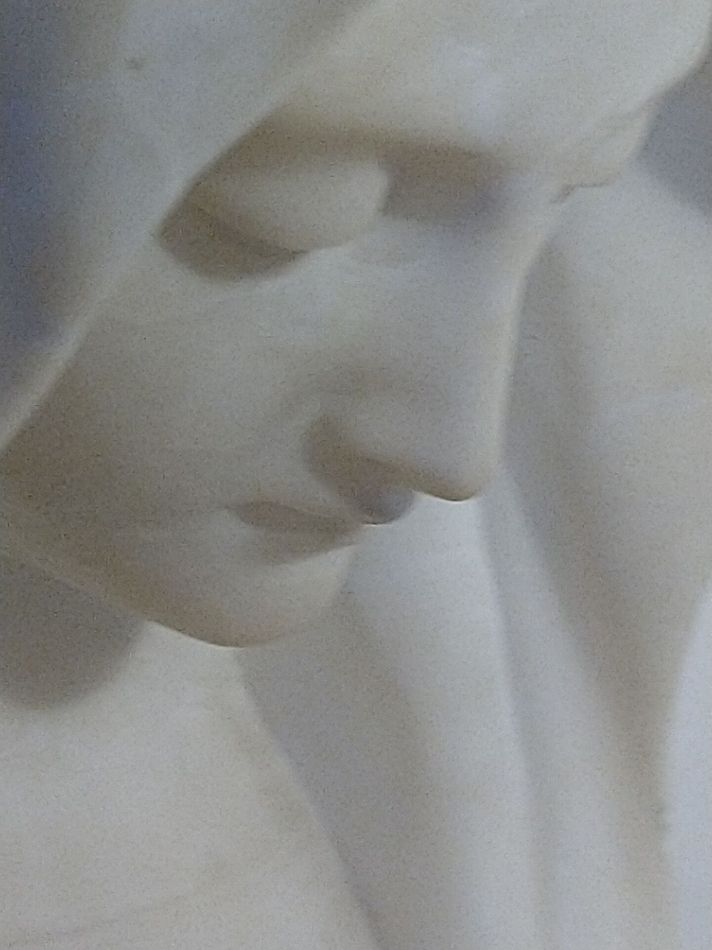 Bust of the Virgin in alabaster by Guglielmo Pugi.