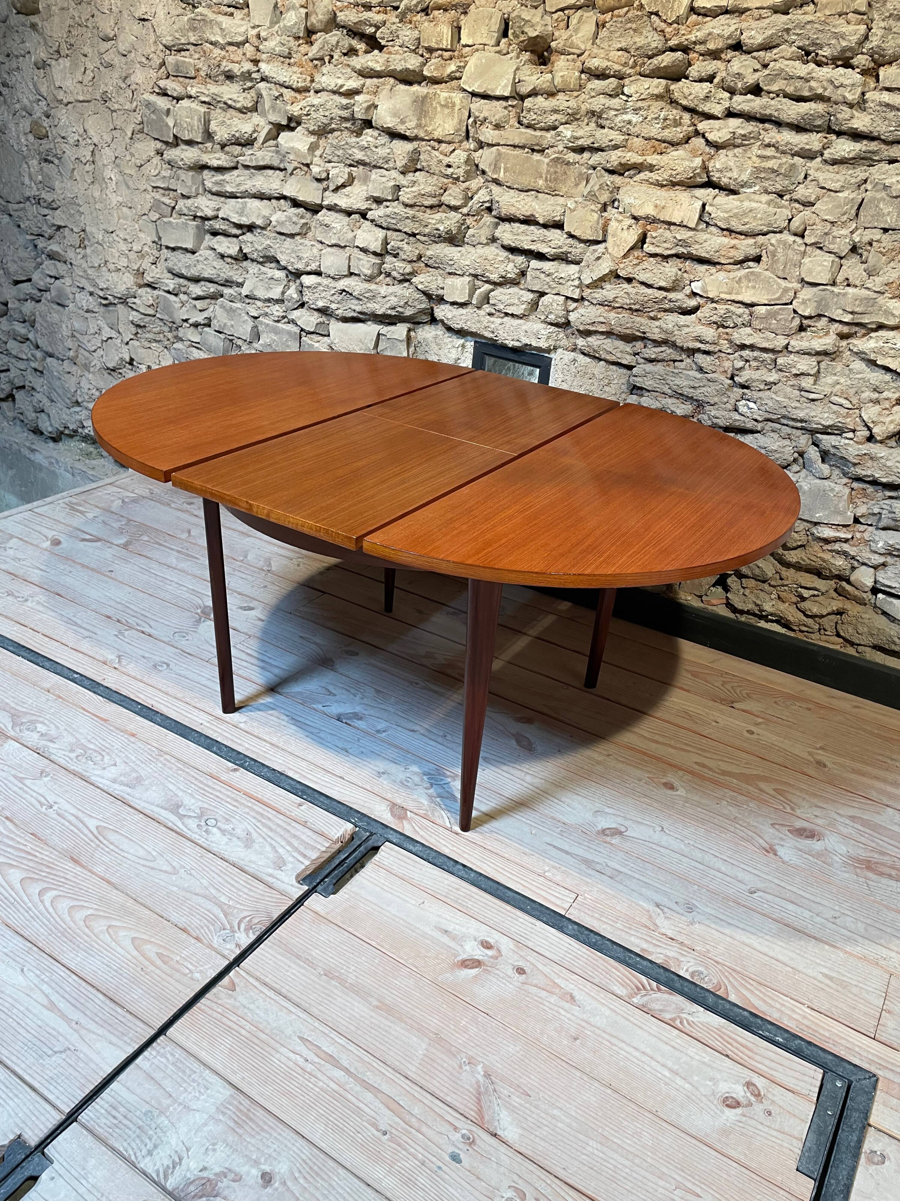 Teak table, vintage Scandinavian style from the 1960s, with hidden extension