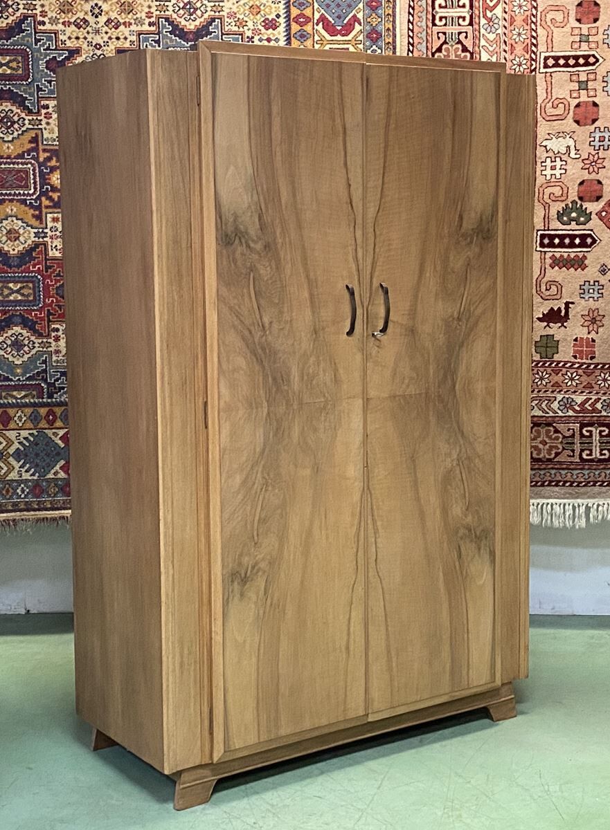 English Art Deco walnut penderie