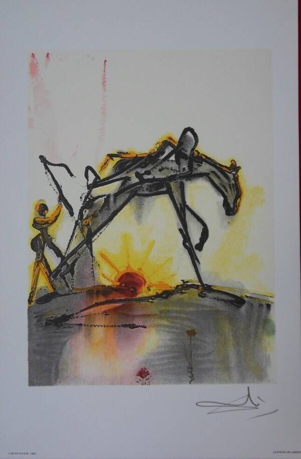 Salvador Dali : Les Chevaux, Le Cheval de Labeur - Lithographie signée