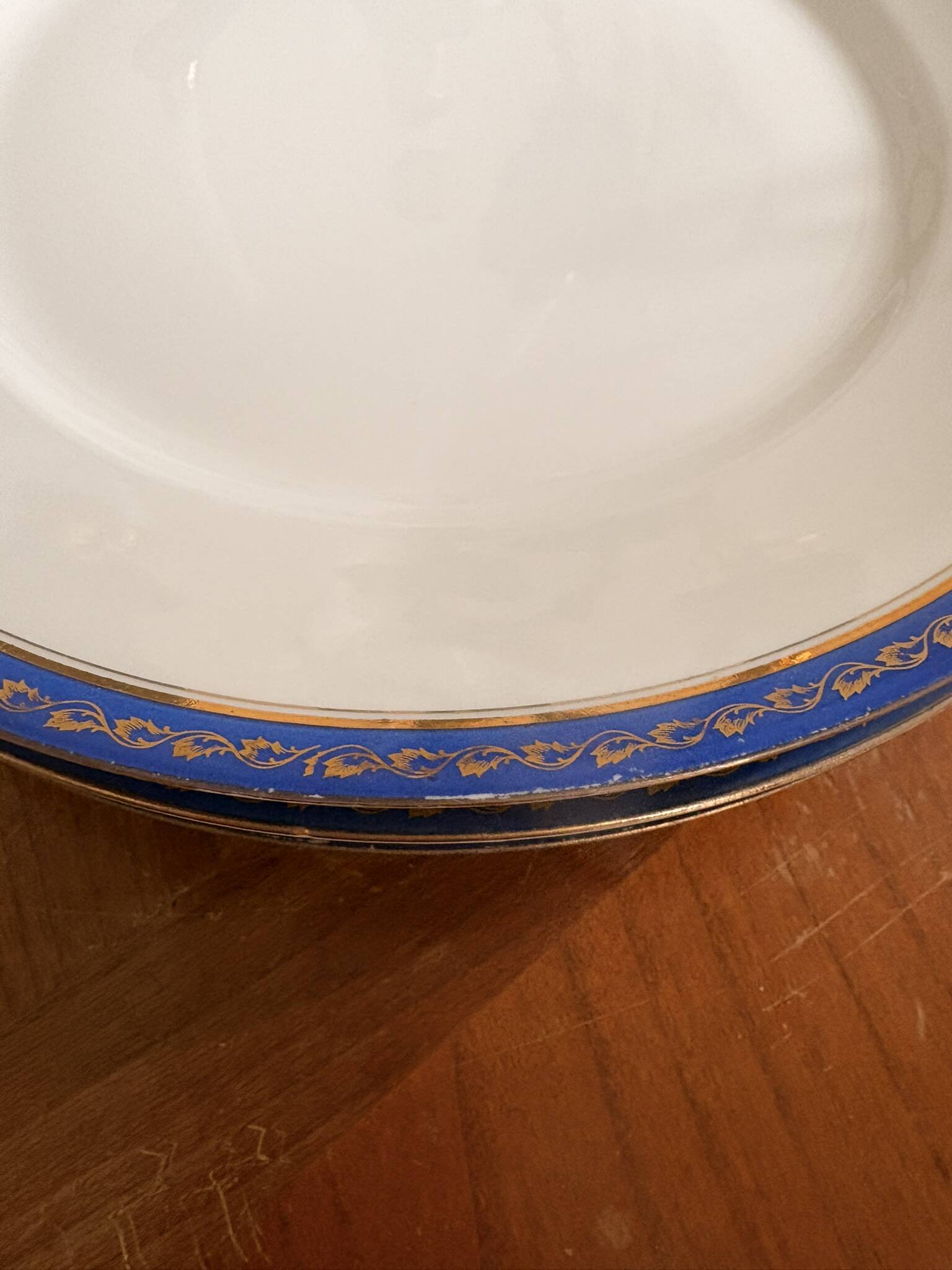 Lot 5 Plate Porcelain Limoges Blue Gold Betoule & Legrand France