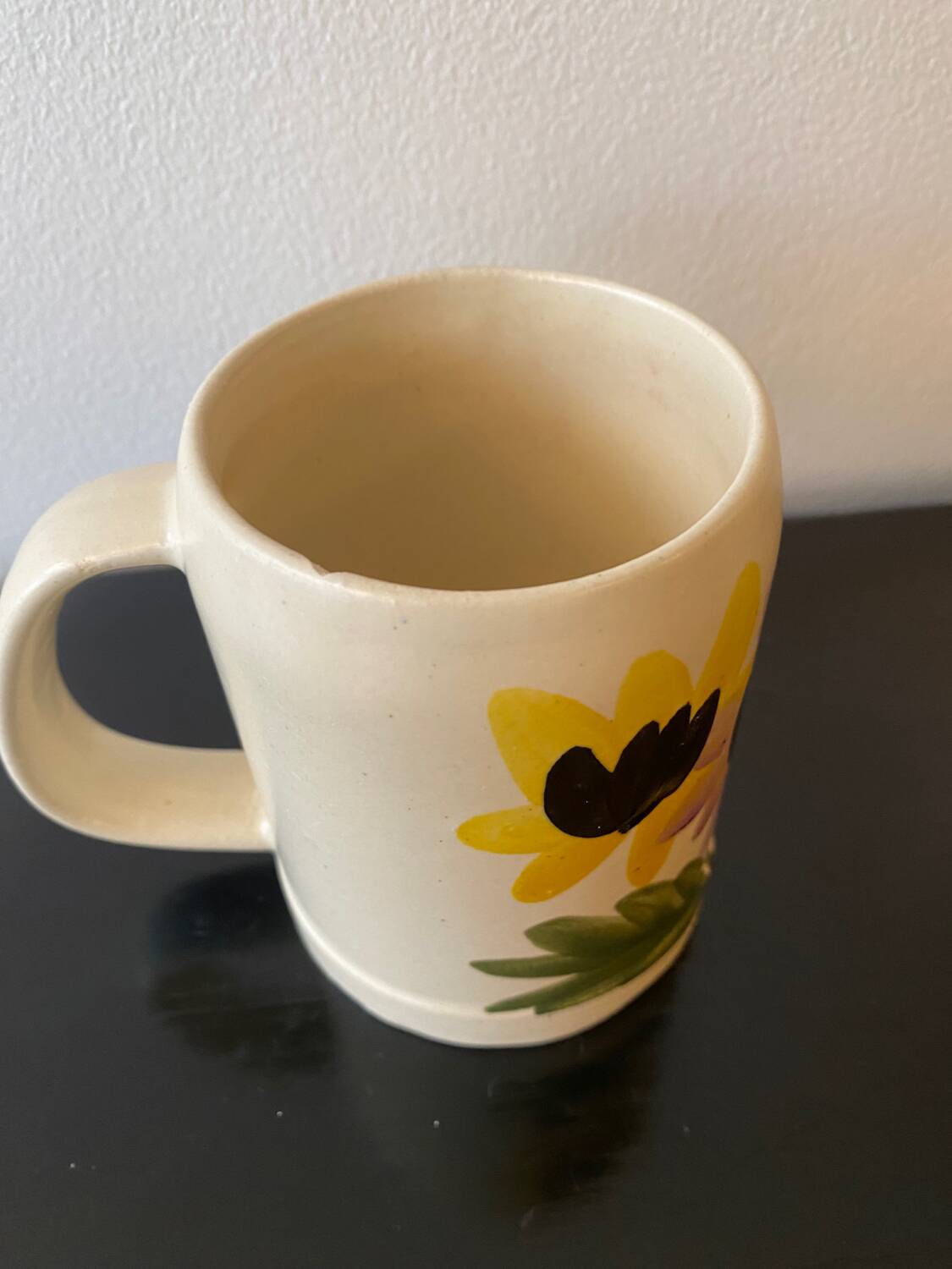 Set of 4 vintage 1970s flower stoneware mugs