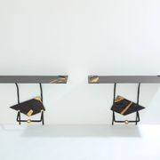 Pair of brutalist wrought iron consoles by Argueyrolles 1990