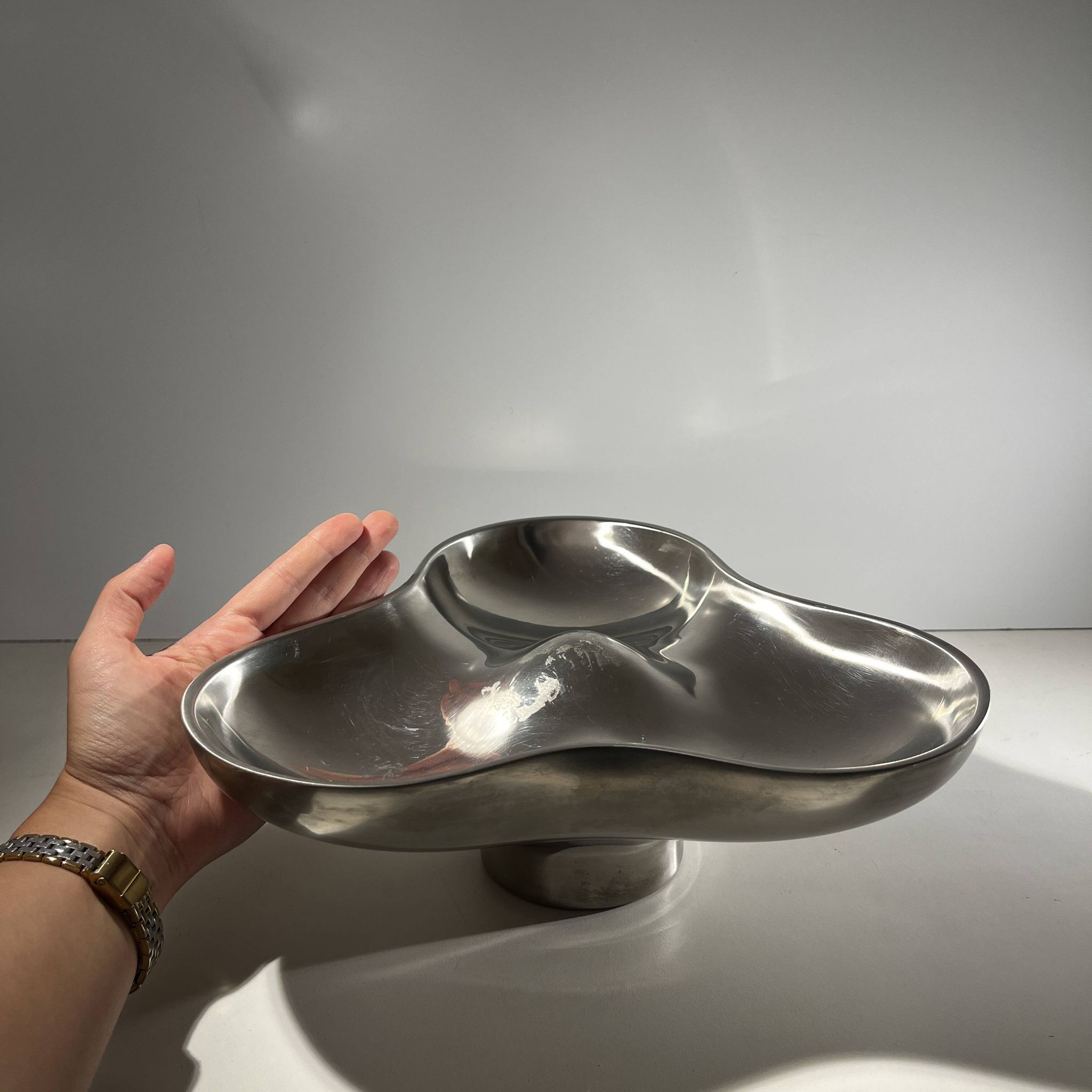 Plat tripartite, acier inoxydable,Georg Jensen, Danemark 1970s