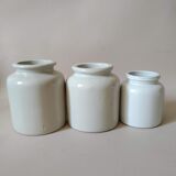 Set of 3 enamelled stoneware mustard pots