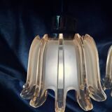 Set of 3 Doria pendant lights in amber-coloured frosted glass, 1960s