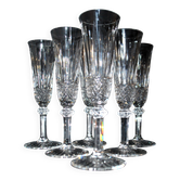 6 flûtes à champagne en cristal taillé modèle Tommy signées Saint-Louis