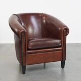 Sheepskin Leather Club Chair with Black Piping