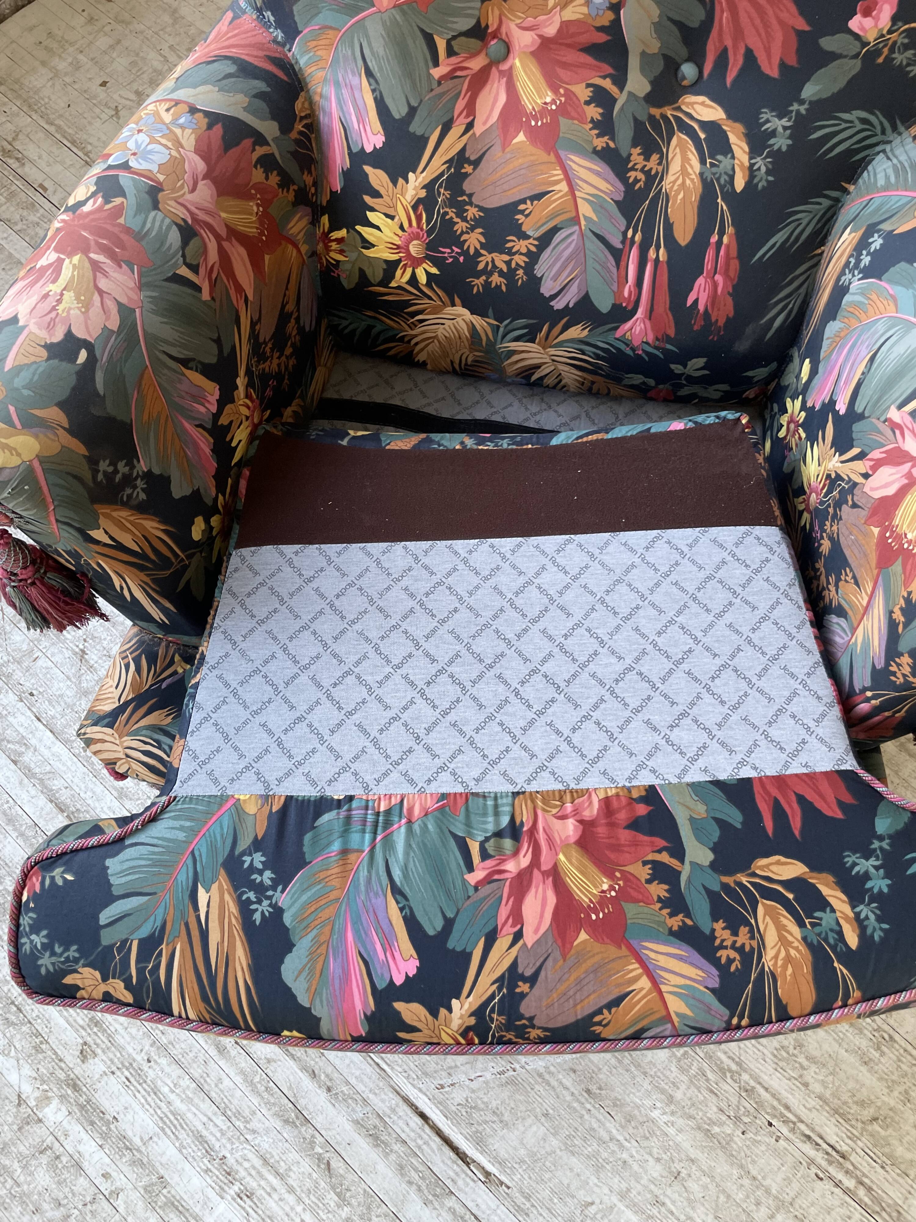 Jean Roche flowered armchair with armrests