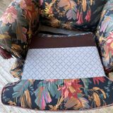 Fauteuil accoudoirs Jean Roche fleuri