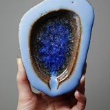 Cendrier céramique artisanale et verre fondu vintage Pieter Groeneveldt