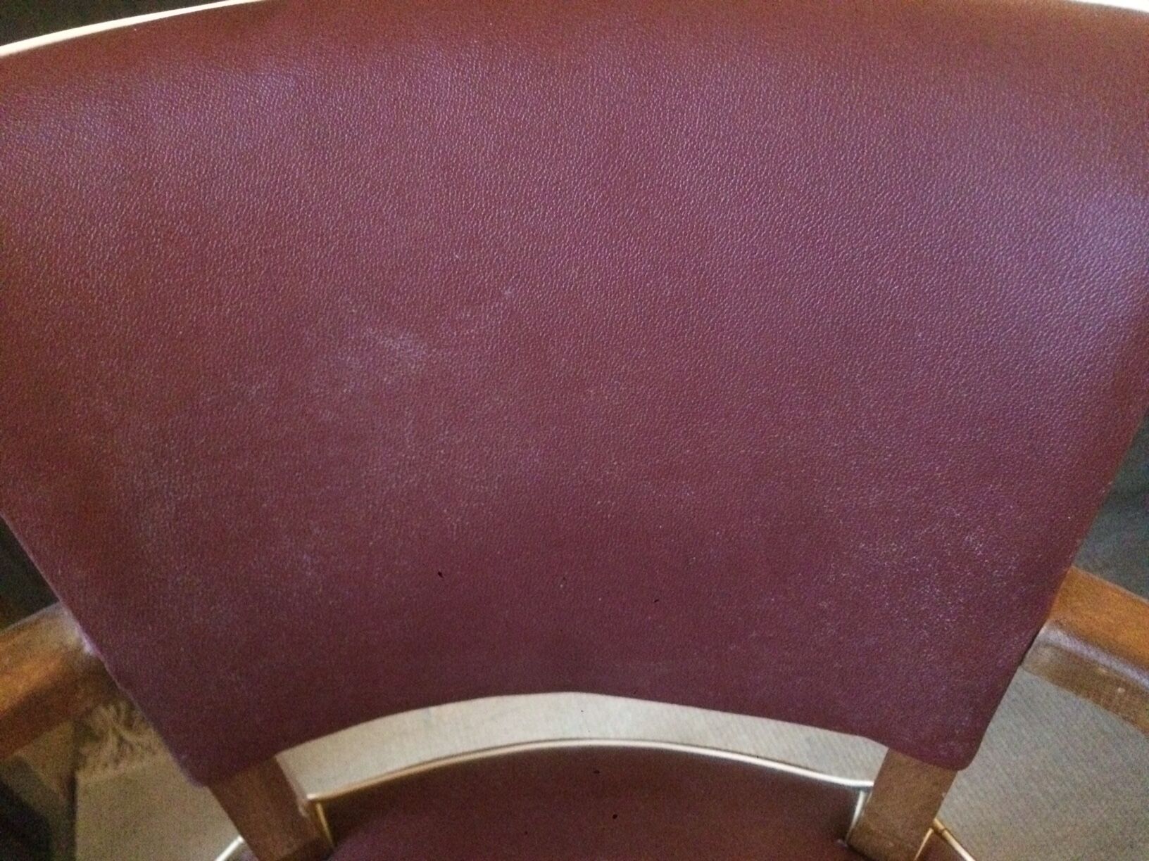 Skai chair binds wine and wooden footpieces and armrests