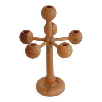 Scandinavian wooden candlestick 1970