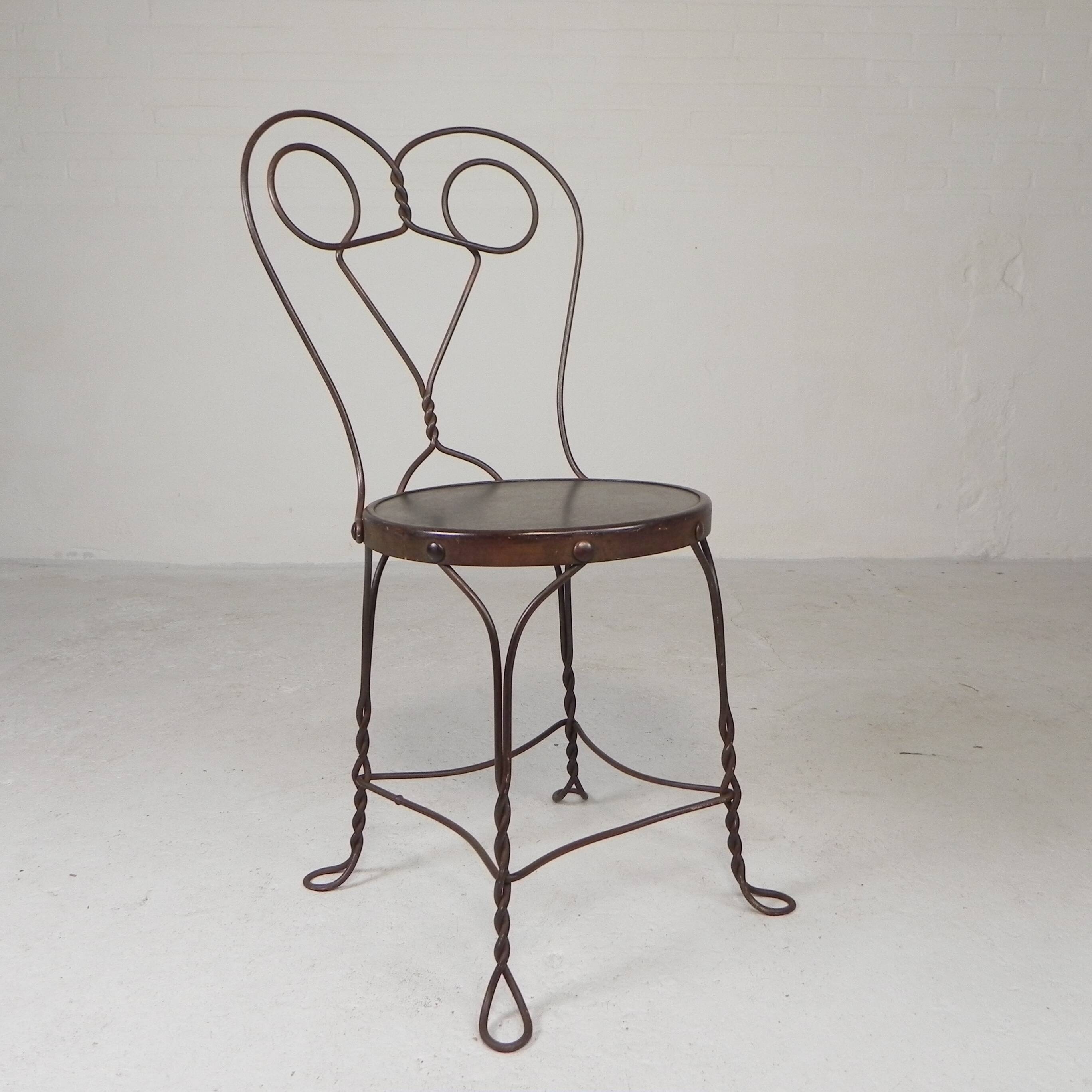 Graceful American steel chair for an ice cream shop, 1940s.