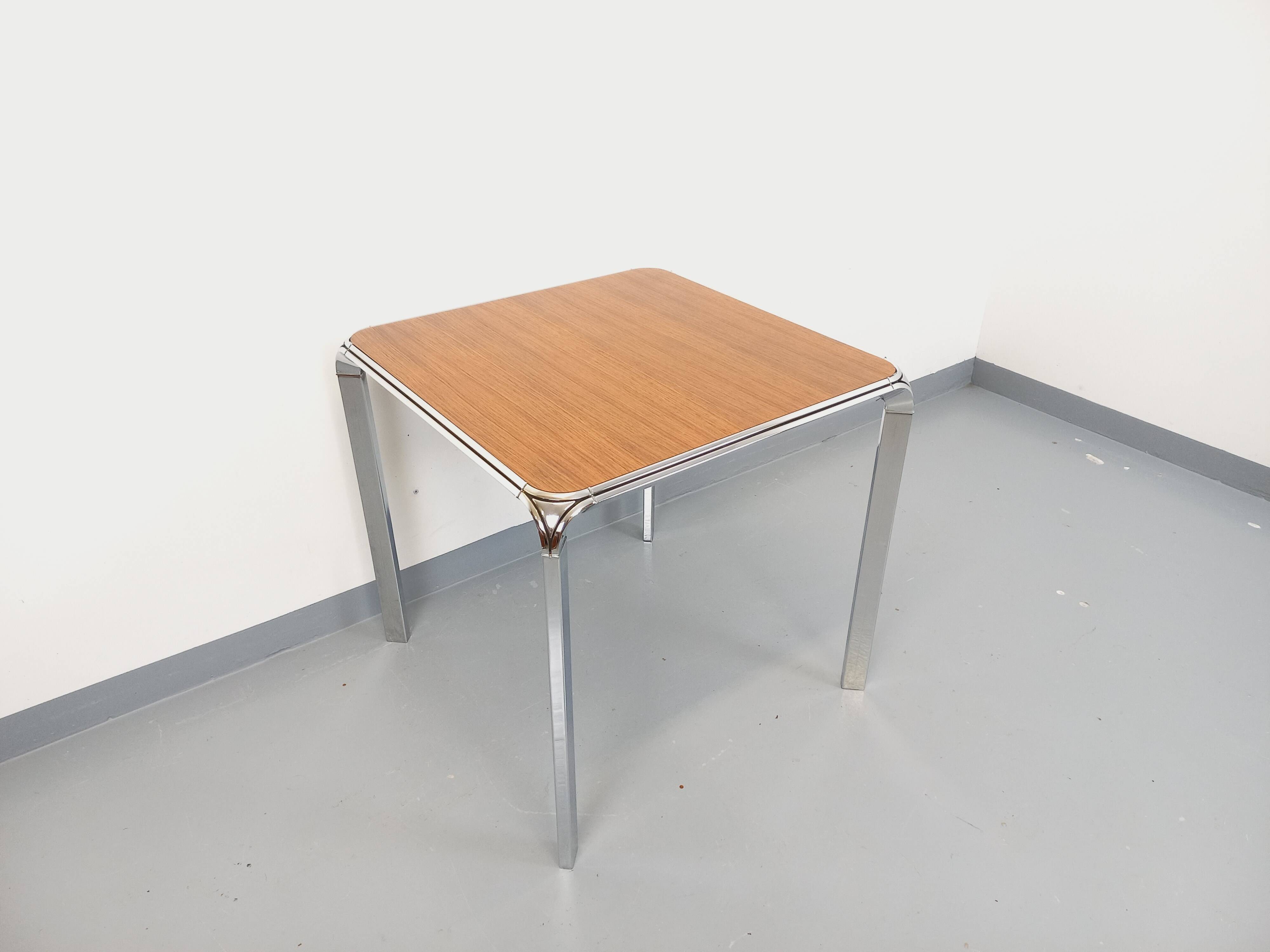 Pierre Paulin vintage square dining table in rosewood and metal