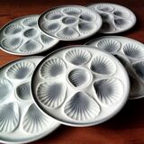 6 oyster plates moulin des loups france earthenware