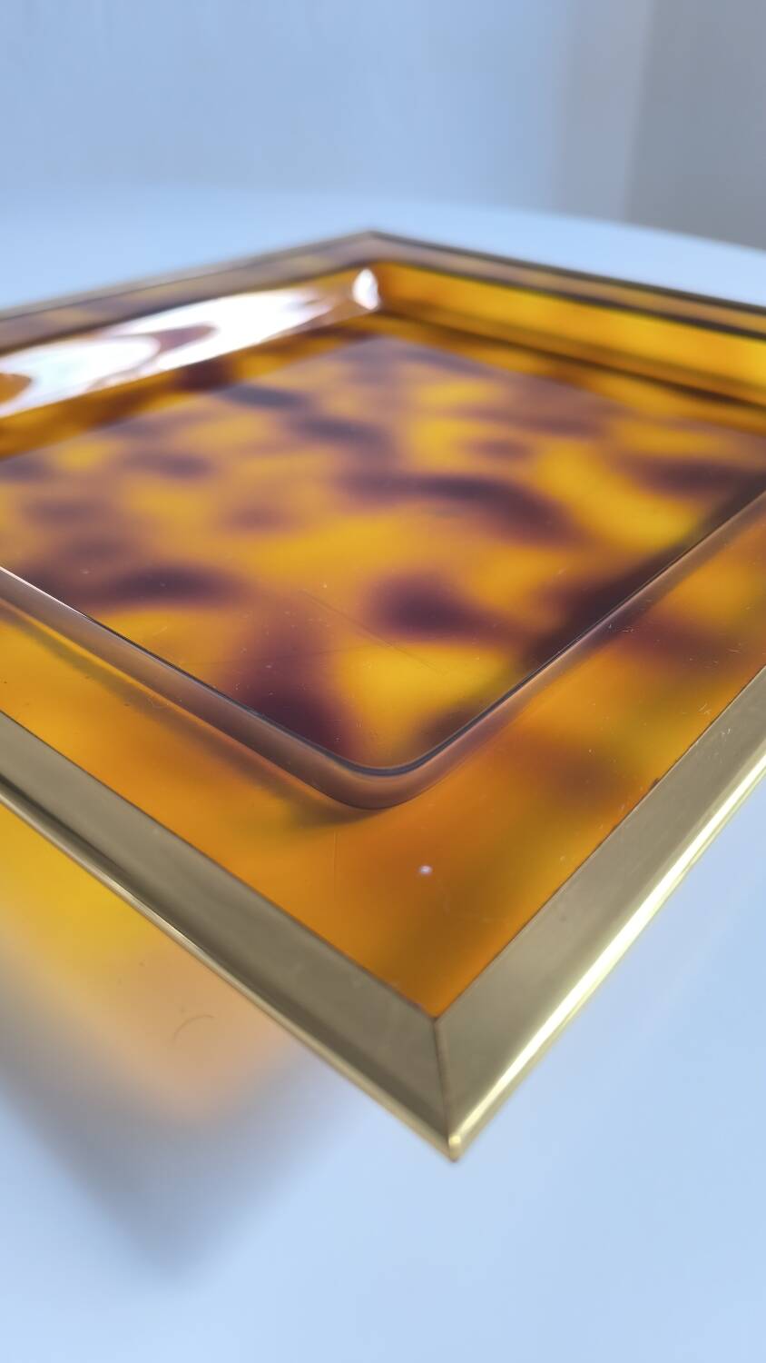 Lucite and gold metal tray by Christian Dior