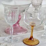 8 mismatched vintage glass and crystal liqueur glasses