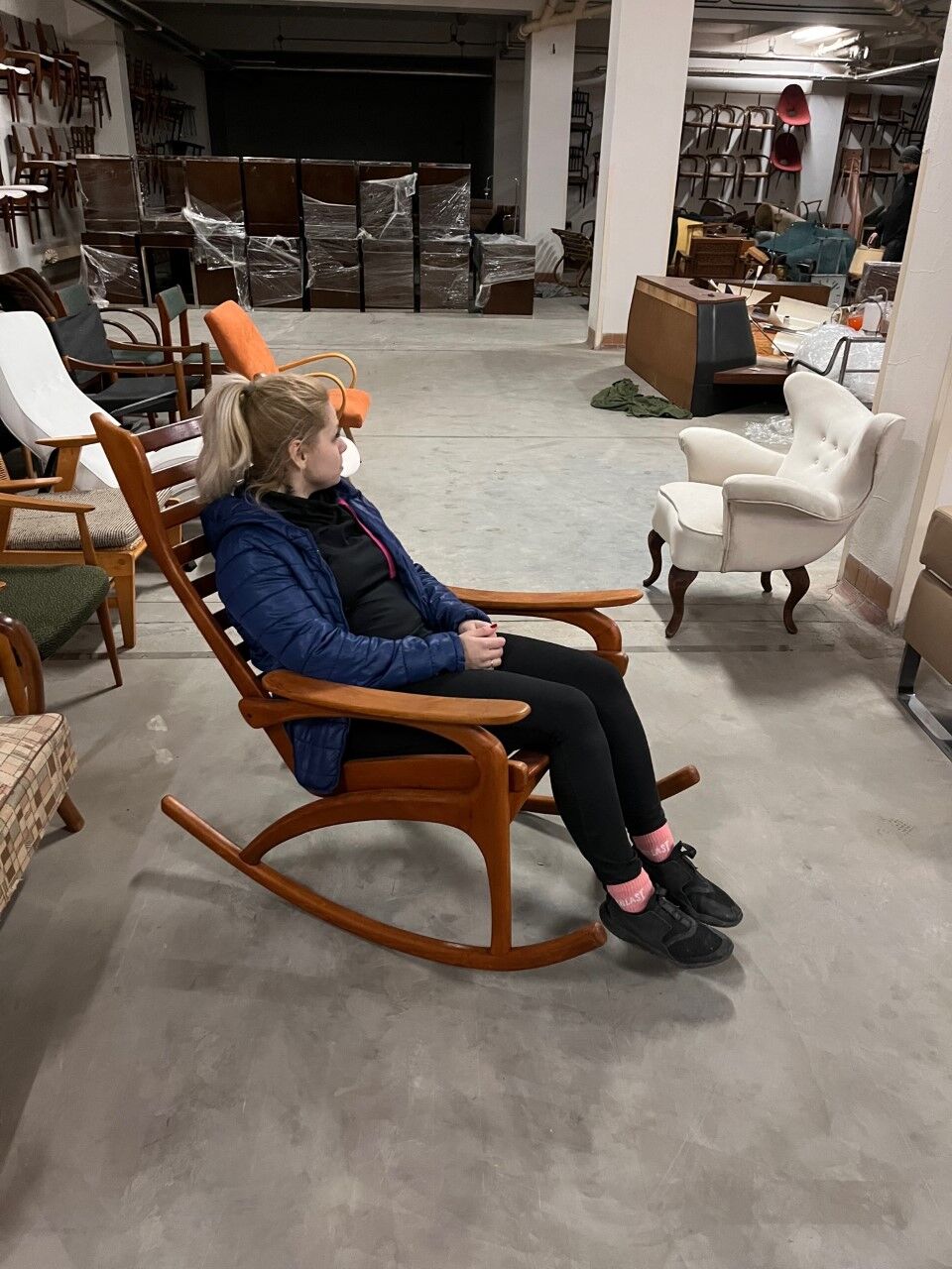 1960s pair of beech rocking chairs by uluv, czechoslovakia