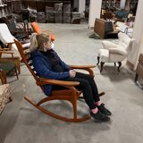 1960s pair of beech rocking chairs by uluv, czechoslovakia