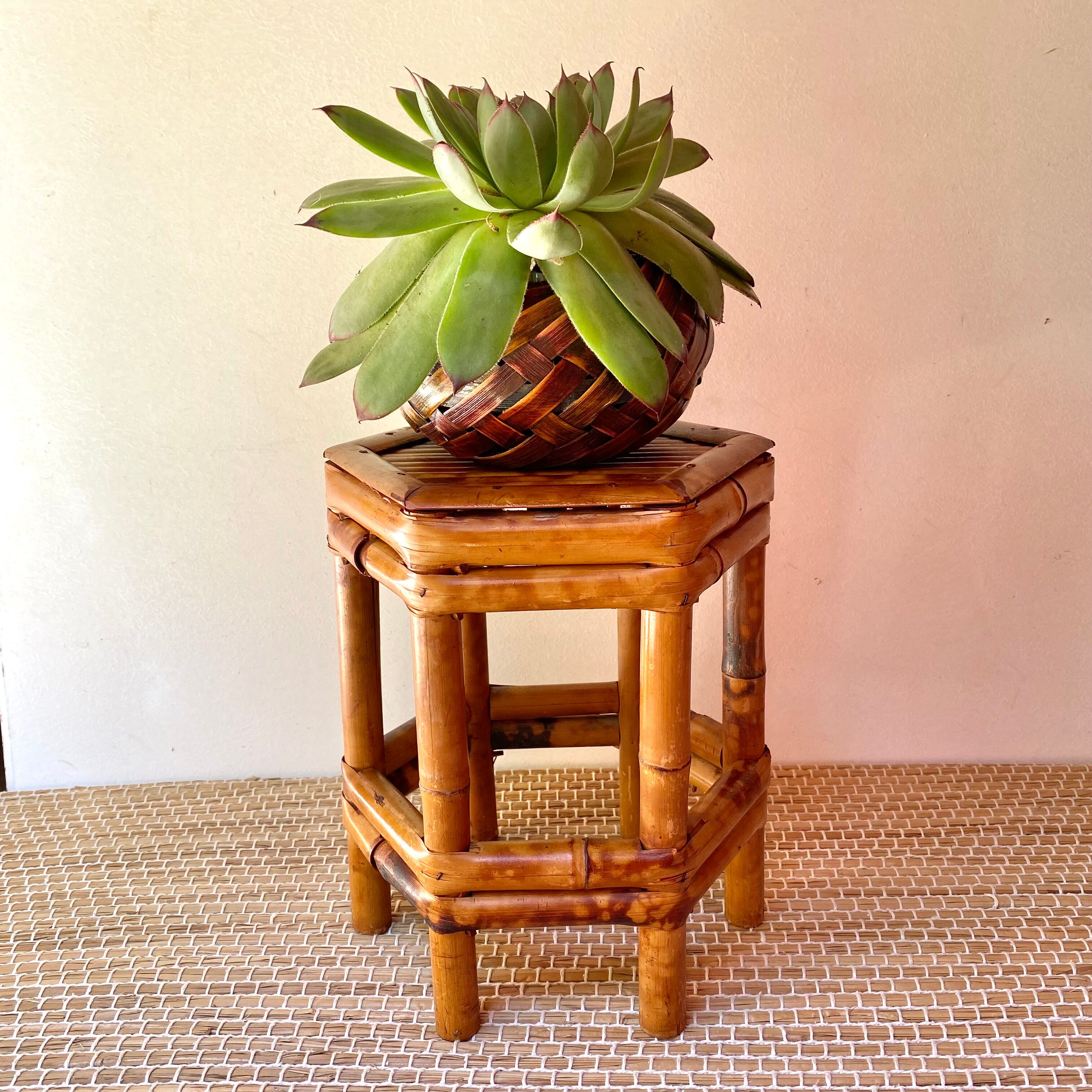 Bamboo plant-holder stool