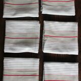 6 beige and red mattress cloth napkins