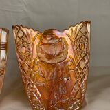 Pair of garden rose vases made of Brockwitz carnival glass, 1915