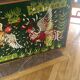 Large Aubusson wool tapestry – “Fighting Cocks” – 140 × 80 cm