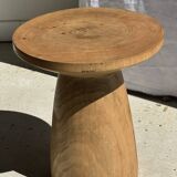 Natural solid mango side table (monoxyle) with conical legs.