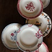 6 mismatched soup plates Marsac Marinette Digoin Badonviller