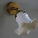 Antique wall light in white painted glass - metal support