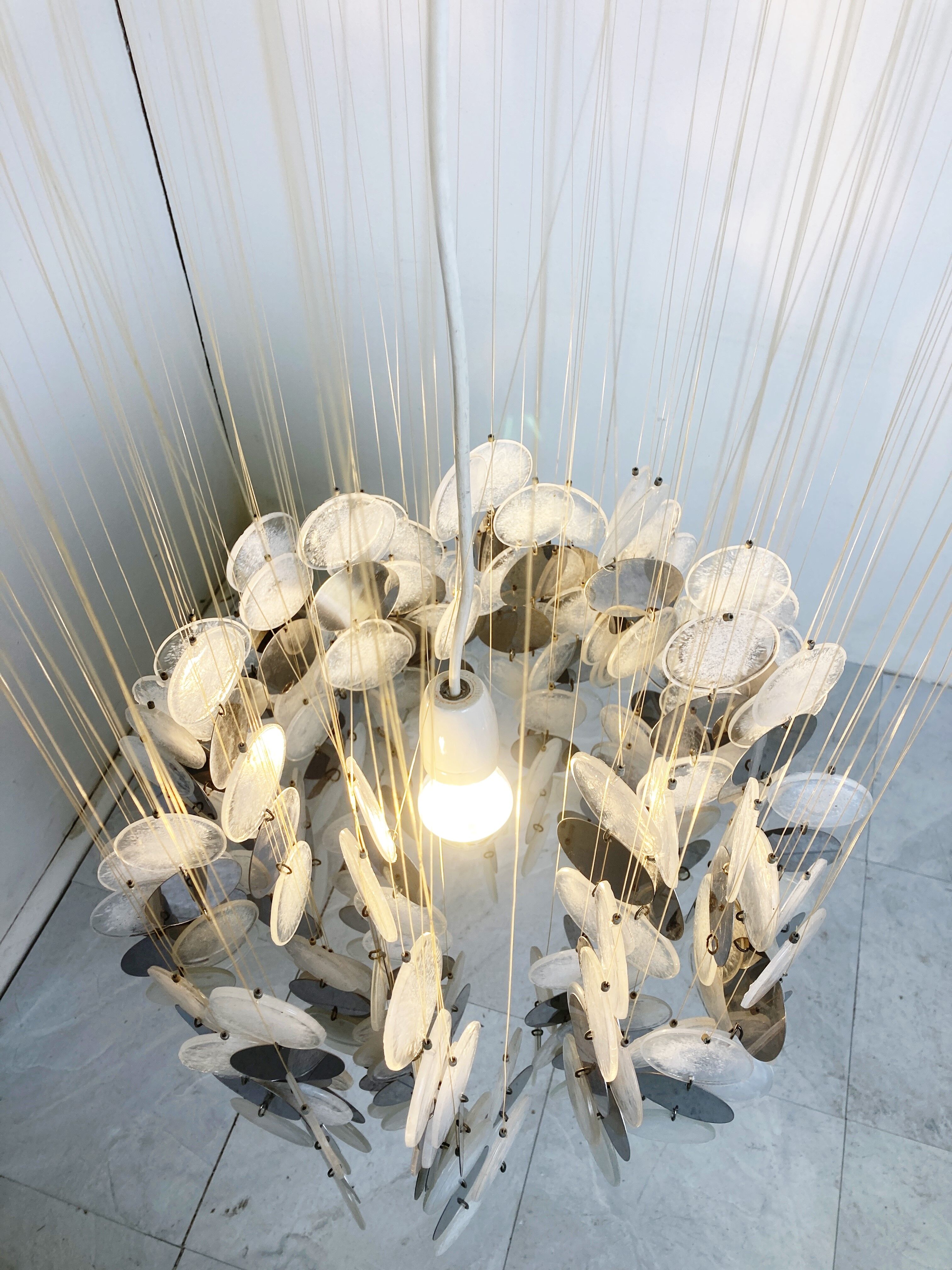 Mid century glass chandelier, 1970s
