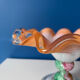 Vintage Murano glass wavy multicoloured centrepiece bowl