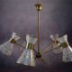 Diabolo design chandelier in frosted and chiseled glass with floral decoration, 1950s
