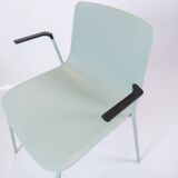 Set Of 6 Pato Chairs Lacquered In Blue With Black Armrests By Hee Willing & Ludvik For Fritz Hansen