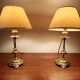 Pair of lamps in solid gold-plated brass