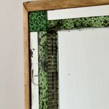 Vintage Rectangular Mirror with Green Glass